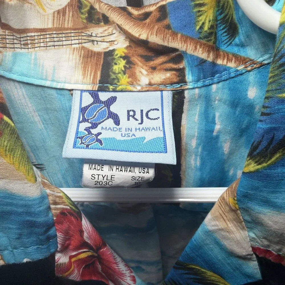 Vintage RJC‎ Boys Size 10 Floral Island Print Hawaiian Shirt Made In Hawaii